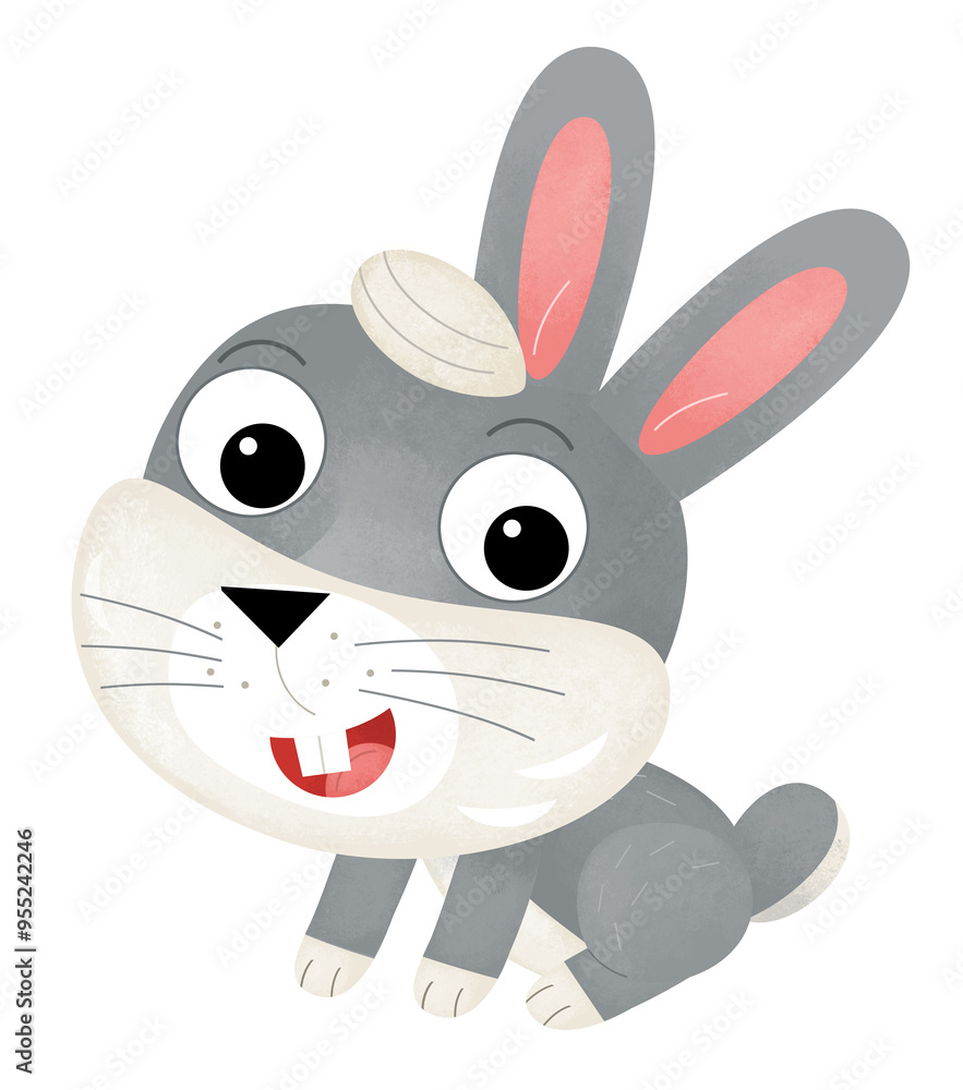 Cartoon rabbit or easter bunny forest or farm animal isolated illustration for kids Cartoon rabbit or easter bunny forest or farm animal isolated illustration for kids