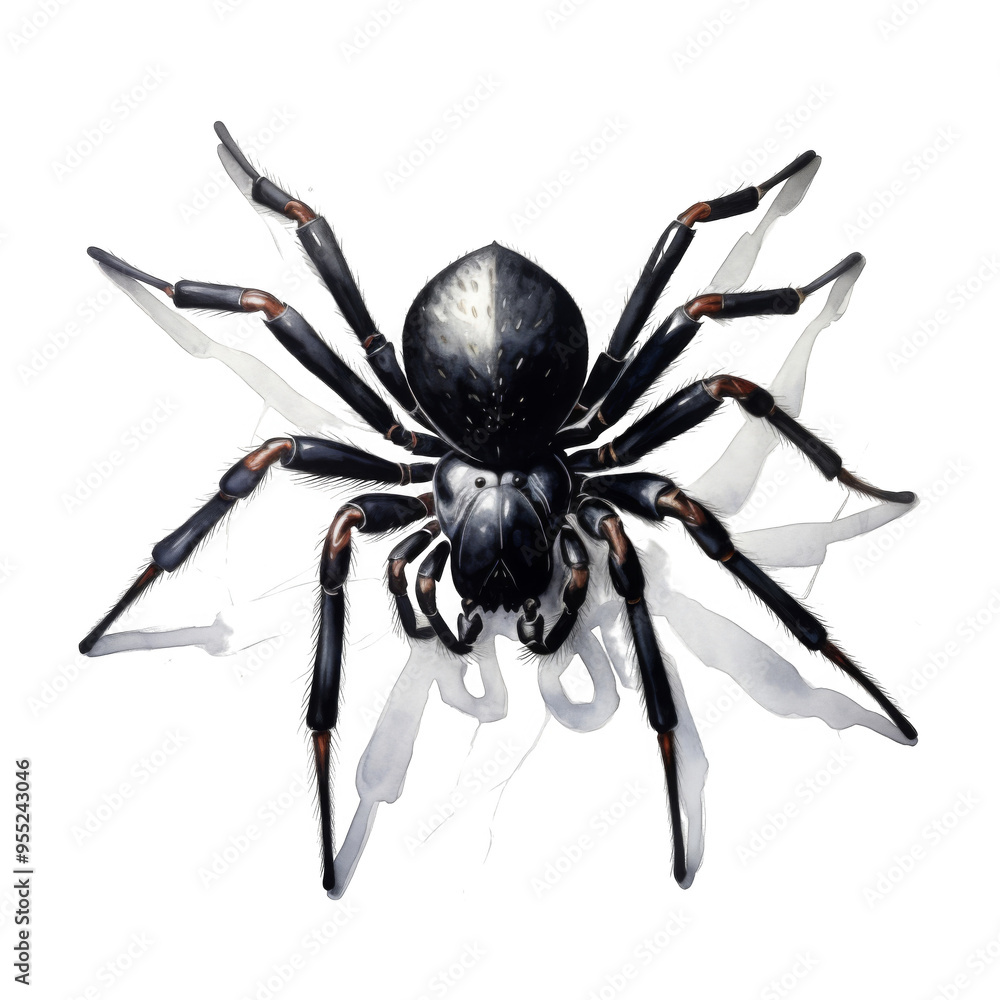 Fototapeta premium Black Tarantula Spider with White Web Detail