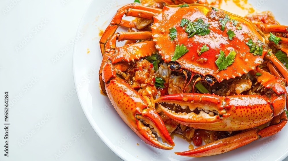 Bright and Flavorful Thai Sweet Chili Crab Dish on White Background