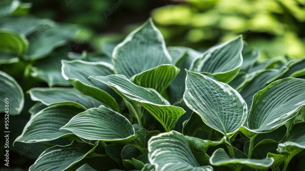Green Hosta Leaves in a Garden Green Hosta Leaves in a Garden