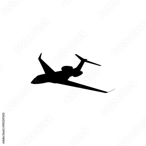 Silhouette of the Private Jet, Aircraft, Aeroplane. Flat Style, can use for Logo Gram, Pictogram, Apps, Website, or Graphic Design Element. Vector Illustartion