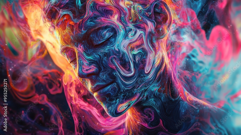 Abstract Face in Swirling Colors. Abstract Face in Swirling Colors.