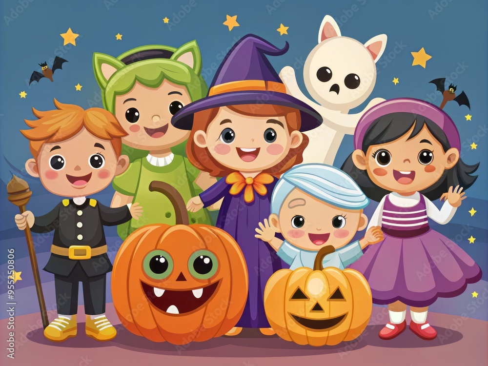 Happy monsters, goblins, and superheroes join forces for a spook-tacular Halloween party, featuring witches' brew, Happy monsters, goblins, and superheroes join forces for a spook-tacular Halloween party, featuring witches' brew,