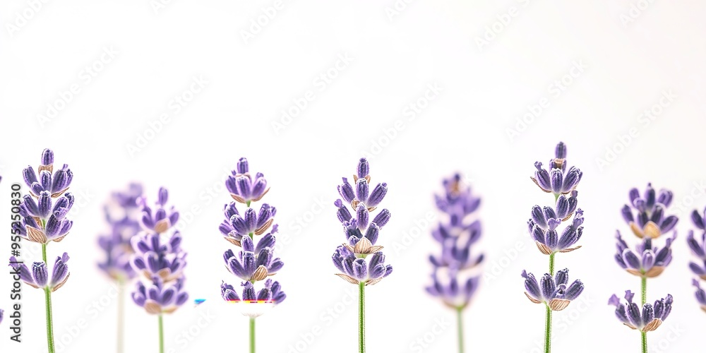 Lavender flowers isolated on a white background in a close up ...