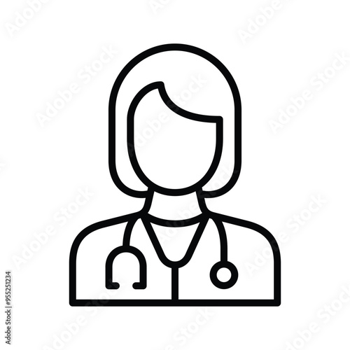 female doctor icon line vector design