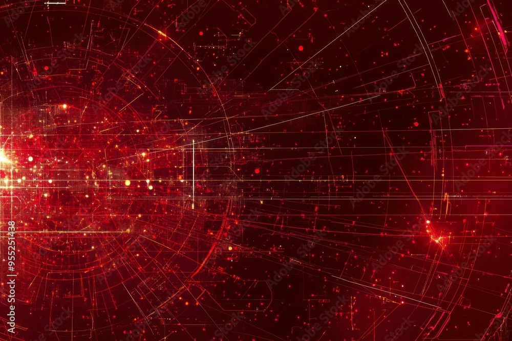 Abstract Red and Gold Grid Pattern with Lights Abstract Red and Gold Grid Pattern with Lights
