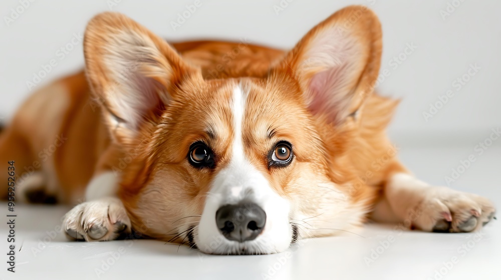 Full Body Shot of a Cardigan Welsh Corgi Lying Down Full Body Shot of a Cardigan Welsh Corgi Lying Down