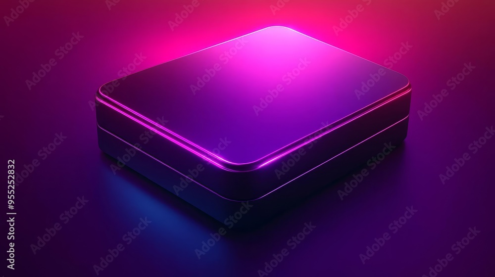 Square box with neon pink and blue light Square box with neon pink and blue light