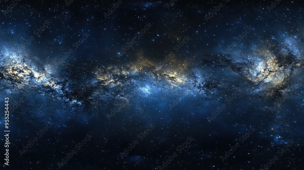 Fototapeta premium A panoramic image of a starry night sky, showcasing the vastness and beauty of the cosmos, creating a stunning and abstract background.
