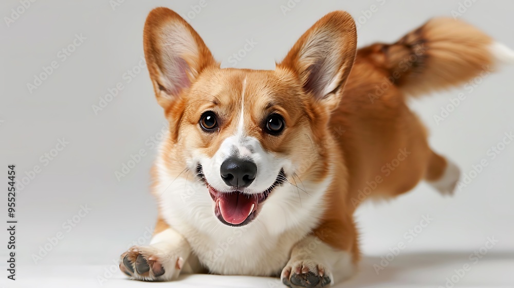 Playful Pembroke Welsh Corgi In Enthusiastic Bow Position Playful Pembroke Welsh Corgi In Enthusiastic Bow Position
