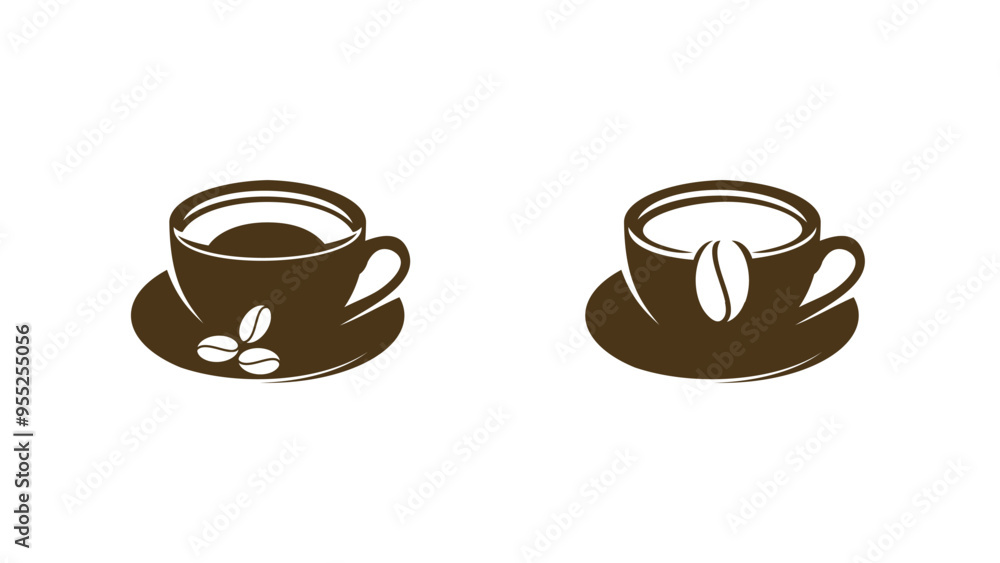 Obraz premium Coffee cup icons simplistic yet elegant design suitable for logos or menu illustrations