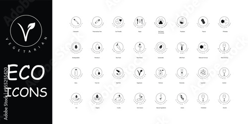 Eco System Vector Icon Set, environment, green, nature, sustainability, conservation, earth,