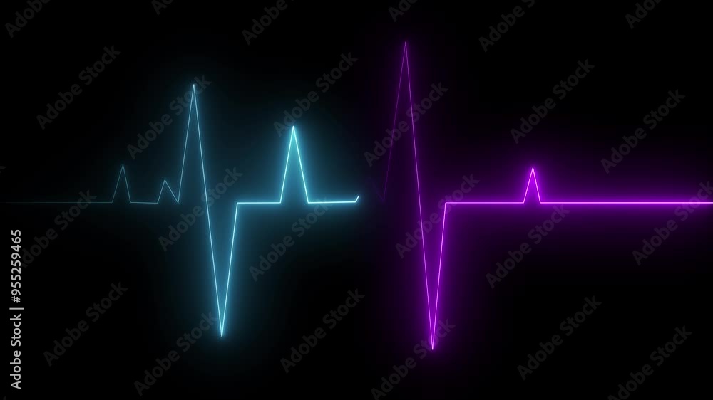 Colorful heartbeat and pulse on black screen, seamless and loop motion animate footage Colorful heartbeat and pulse on black screen, seamless and loop motion animate footage