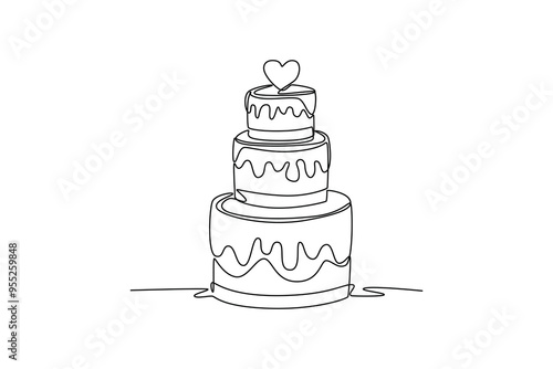 Continuous one line drawing wedding concept. Doodle vector illustration.
