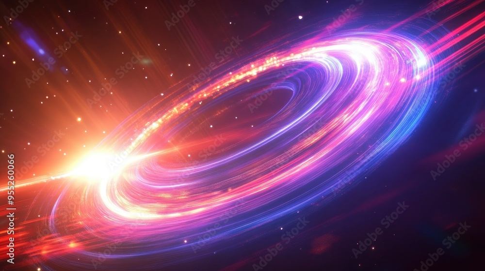 Bright, swirling light trails forming a dynamic ellipse with shining neon effects and a circular lens flare, evoking a sense of power and energy in a sci-fi scene Bright, swirling light trails forming a dynamic ellipse with shining neon effects and a circular lens flare, evoking a sense of power and energy in a sci-fi scene