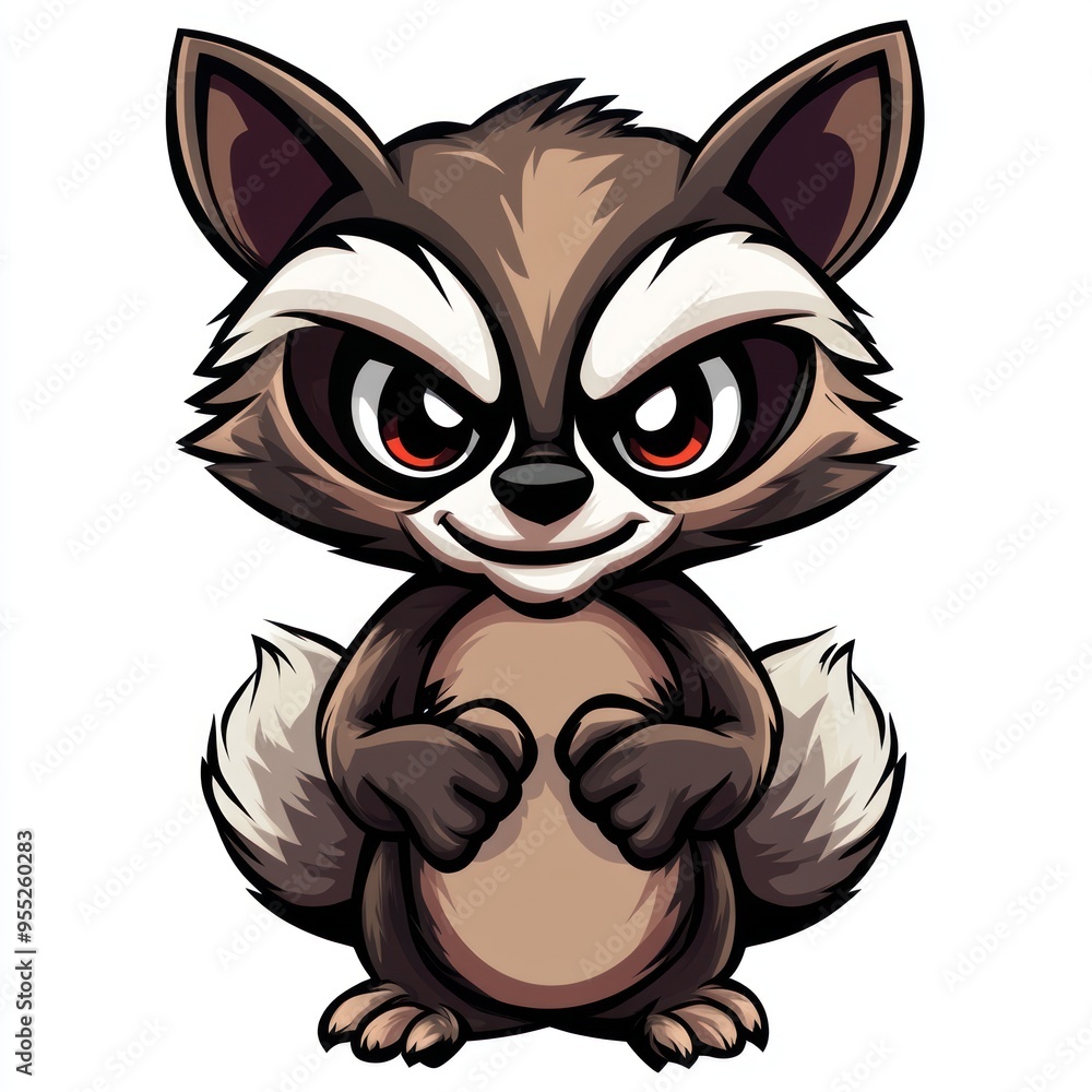 Cute Cartoon Raccoon with a Smug Expression Cute Cartoon Raccoon with a Smug Expression
