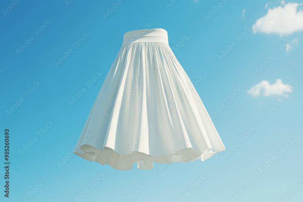 A flowing white skirt gracefully floating against a clear blue sky, capturing the essence of light summer fashion and airy elegance.
A flowing white skirt gracefully floating against a clear blue sky, capturing the essence of light summer fashion and airy elegance.