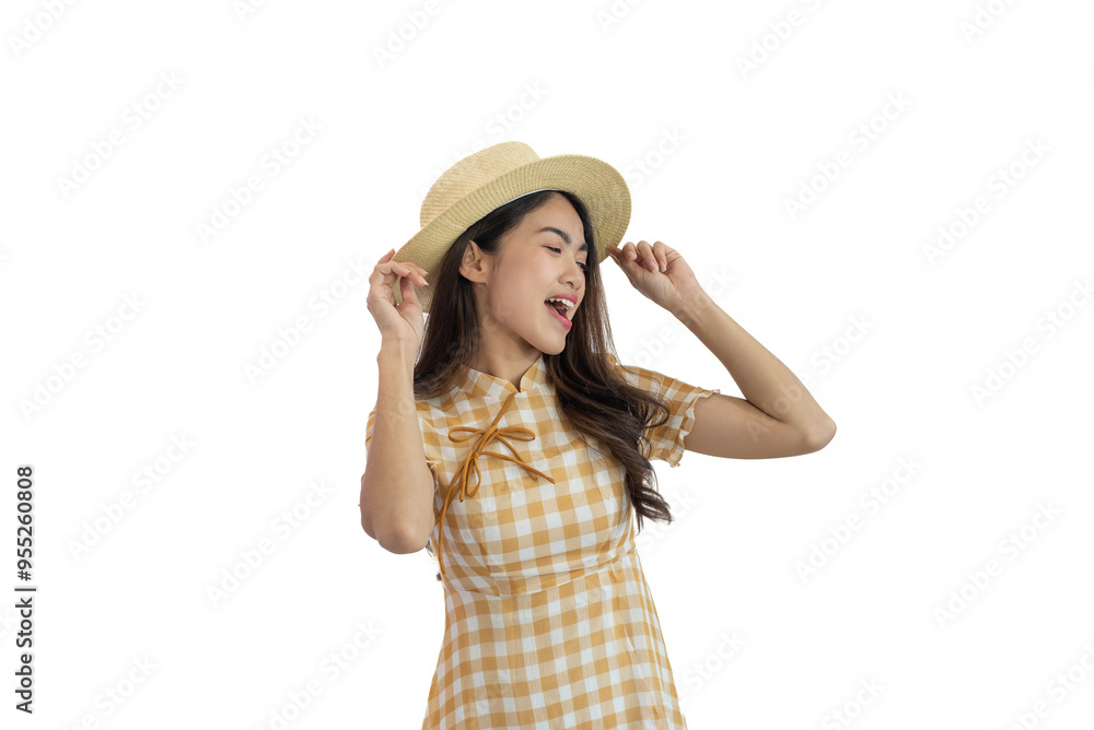 Happy young Asian woman isolated on white background Happy young Asian woman isolated on white background