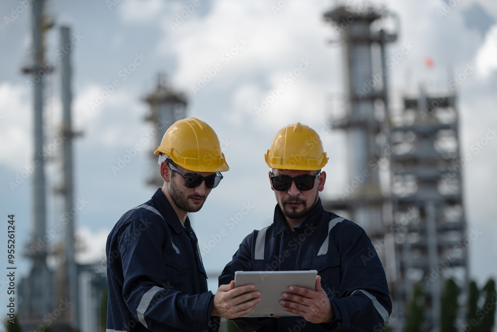Refinery industry, engineer working in industrial production, oil and gas refinery plant industry factory Refinery industry, engineer working in industrial production, oil and gas refinery plant industry factory