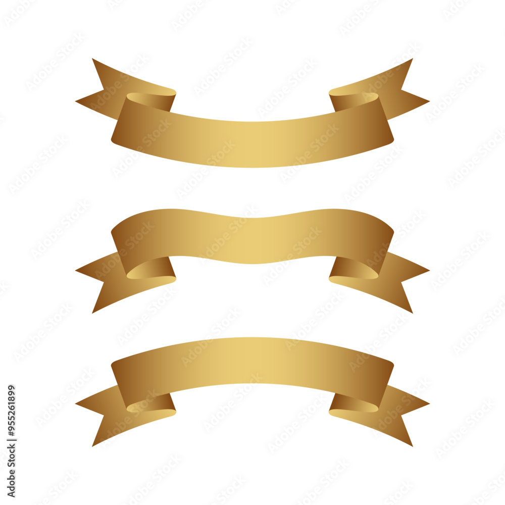 Set of premium golden ribbons for your design Set of premium golden ribbons for your design