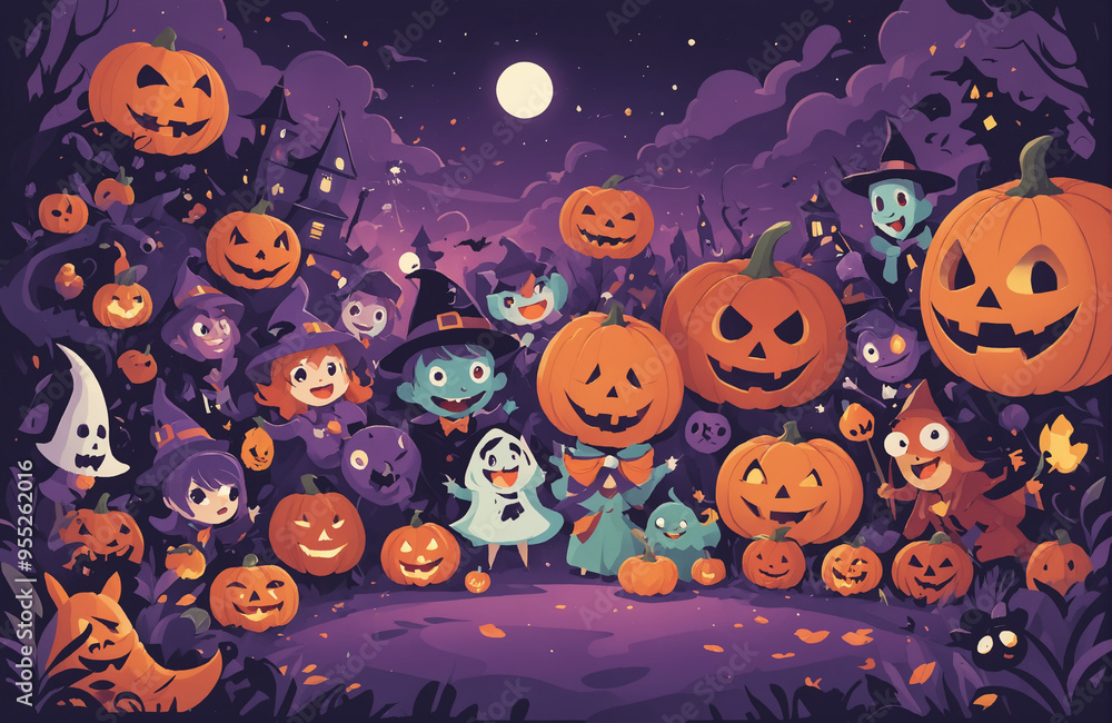 cute halloween festival illustration pattern background cartoon with ghost and pumpkin cute halloween festival illustration pattern background cartoon with ghost and pumpkin