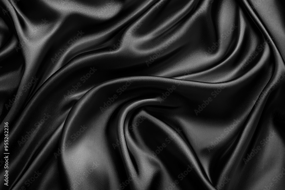 Black satin fabric background. Top view. Shiny, wavy silk texture for the design of elegant. Fashion backdrop. Wallpaper. Luxury banner Black satin fabric background. Top view. Shiny, wavy silk texture for the design of elegant. Fashion backdrop. Wallpaper. Luxury banner