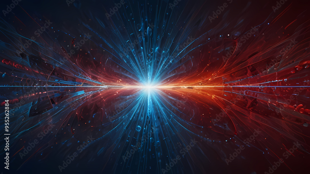 Fototapeta premium energy, ions, attraction, repulsion, swirling, abstract, dynamic, background, patterns, contrasting, blue, red, interaction, vibrant, motion, charged, flow, fusion, tension, contrast, pulse, radiance,