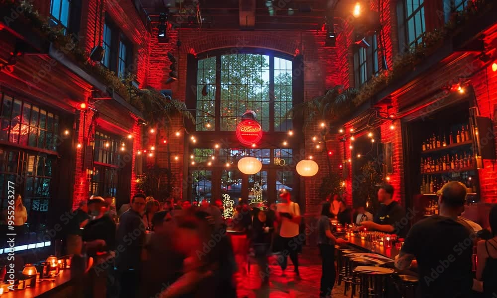 Nightlife Atmosphere at a Brick Bar Nightlife Atmosphere at a Brick Bar