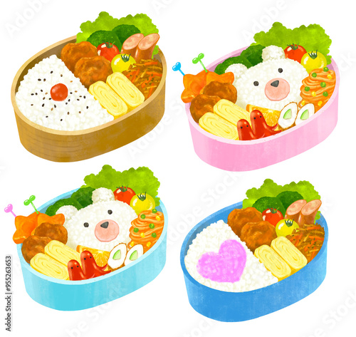 いろんなお弁当のイラストセット　キャラ弁 photo