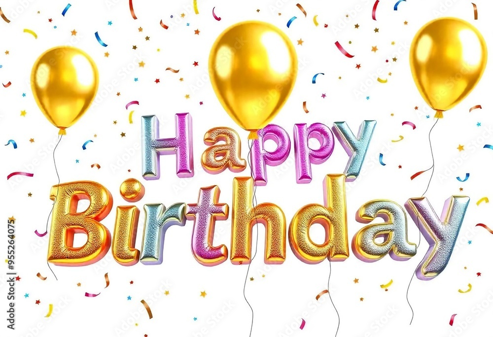 Happy Birthday with Festive Elements and Colorful Design, Perfect for Birthday Cards Happy Birthday with Festive Elements and Colorful Design, Perfect for Birthday Cards