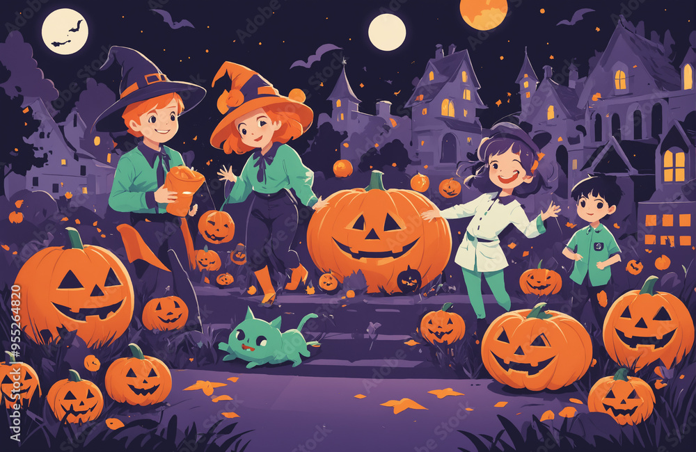 cute halloween festival illustration pattern background cartoon with ghost and pumpkin cute halloween festival illustration pattern background cartoon with ghost and pumpkin