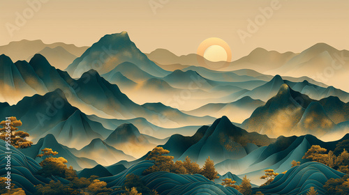 A sun is setting over a large body of water