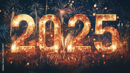Festive fireworks and glittering lights celebrate the new year, displaying 