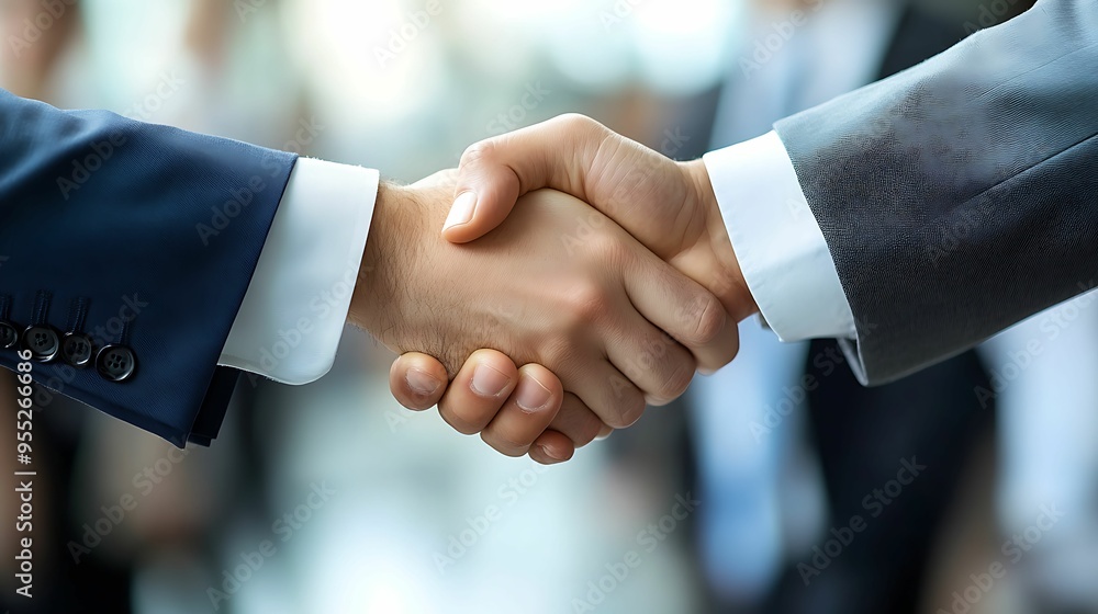 Close-up of two professionals in suits shaking hands, representing a successful business partnership, agreement, or collaboration. Close-up of two professionals in suits shaking hands, representing a successful business partnership, agreement, or collaboration.