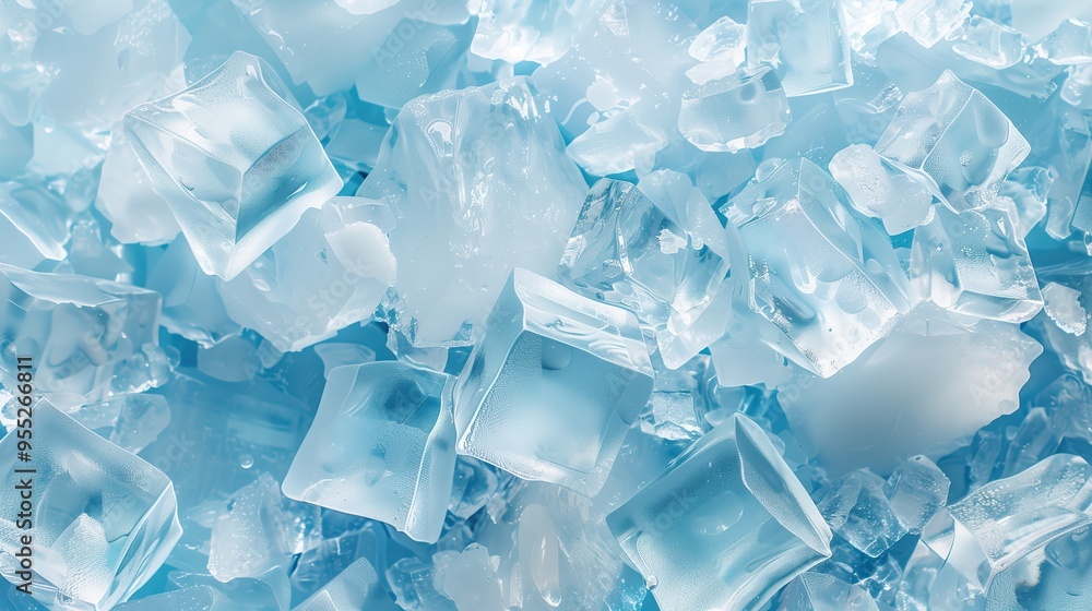 Close-up of clear ice cubes background Close-up of clear ice cubes background