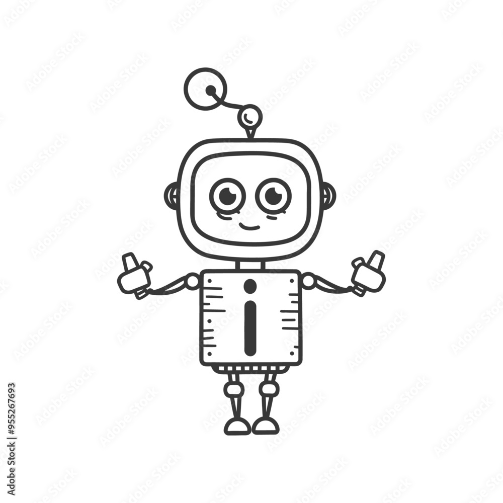 Cartoon Robot with Large Eyes and Antenna Cartoon Robot with Large Eyes and Antenna