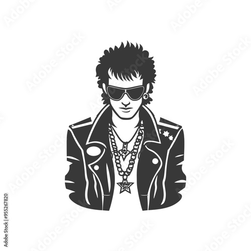 Black and White Illustration of a Punk Rocker