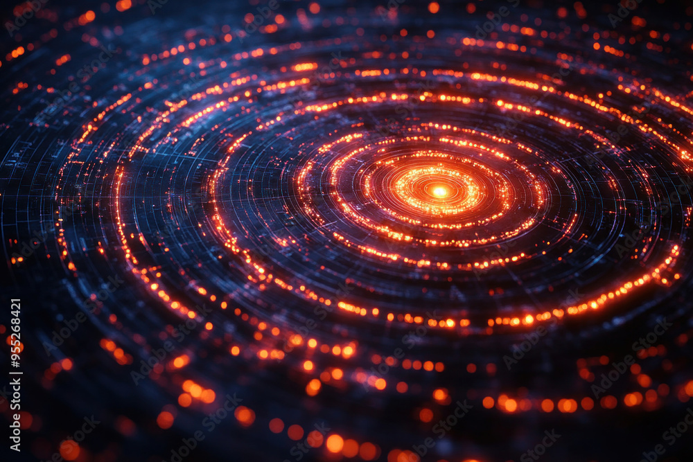 A target with AR elements, showing how digital arrows hit the bullseye in a mixed-reality space A target with AR elements, showing how digital arrows hit the bullseye in a mixed-reality space