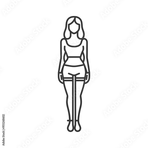 Line drawing of a woman in athletic wear with a thigh strap