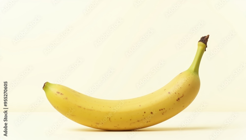 A fresh, ripe banana against a soft yellow background, ideal for use in health, nutrition, food advertising, or lifestyle content. A fresh, ripe banana against a soft yellow background, ideal for use in health, nutrition, food advertising, or lifestyle content.