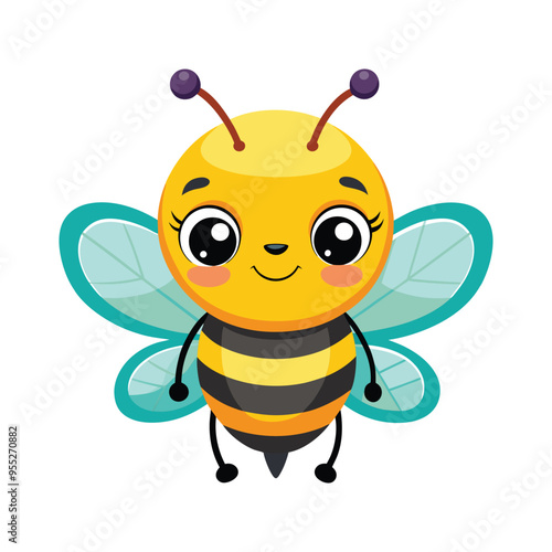 Bee cartoon color vector illustration design