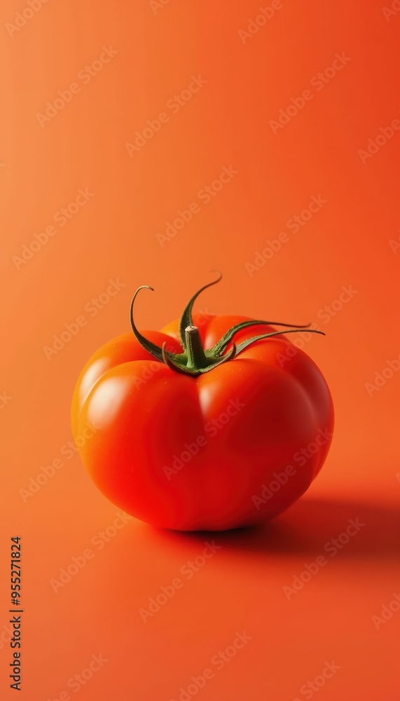 Fresh, vibrant red tomato against a warm orange background, perfect for food-related projects, marketing, and healthy eating themes. Fresh, vibrant red tomato against a warm orange background, perfect for food-related projects, marketing, and healthy eating themes.