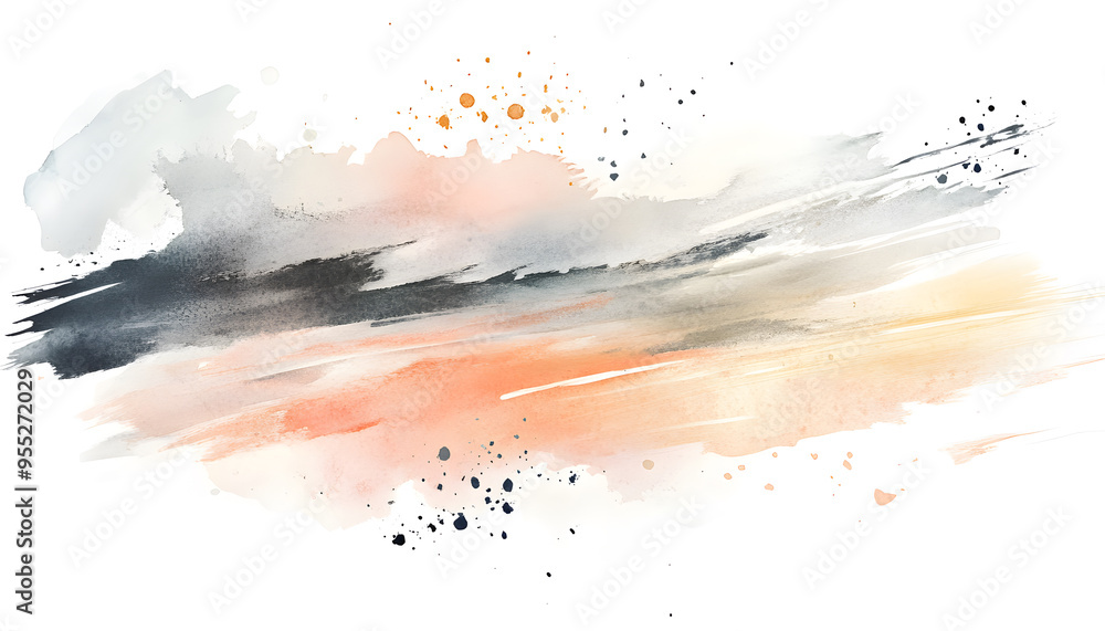 Obraz premium Soft watercolor splashes or strokes in muted tones, offering an artistic yet understated look