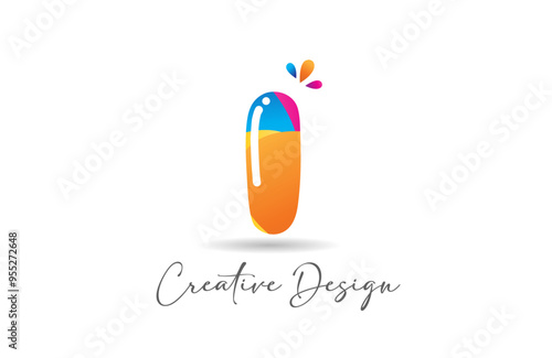 coloured I letter alphabet logo icon colorful design suitable for a company or business