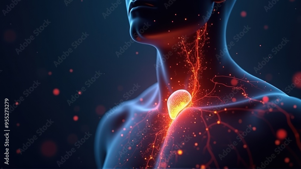 Human Anatomy - Thyroid Gland. Generative image Ai