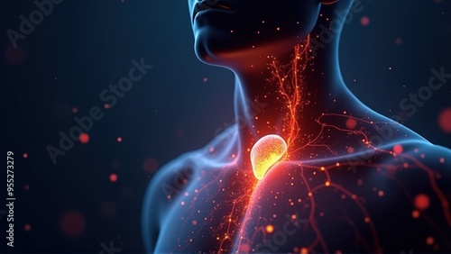 Obraz na płótnie Human Anatomy - Thyroid Gland. Generative image Ai w salonie