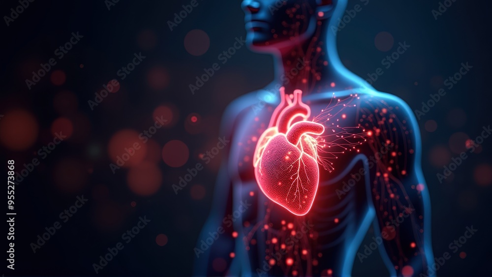 Human Heart Anatomy 3D Illustration. Generative image Ai
