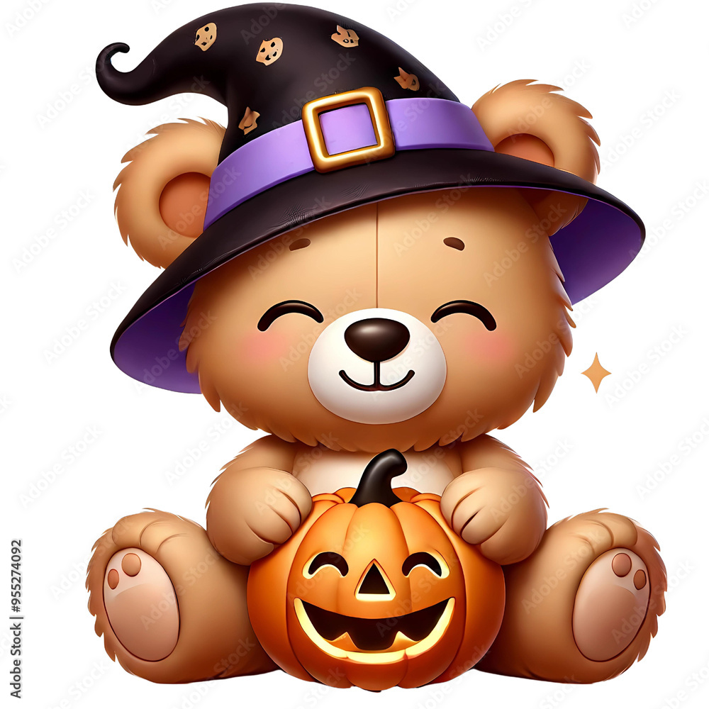 Fototapeta premium 3d teddy bear with pumpkin