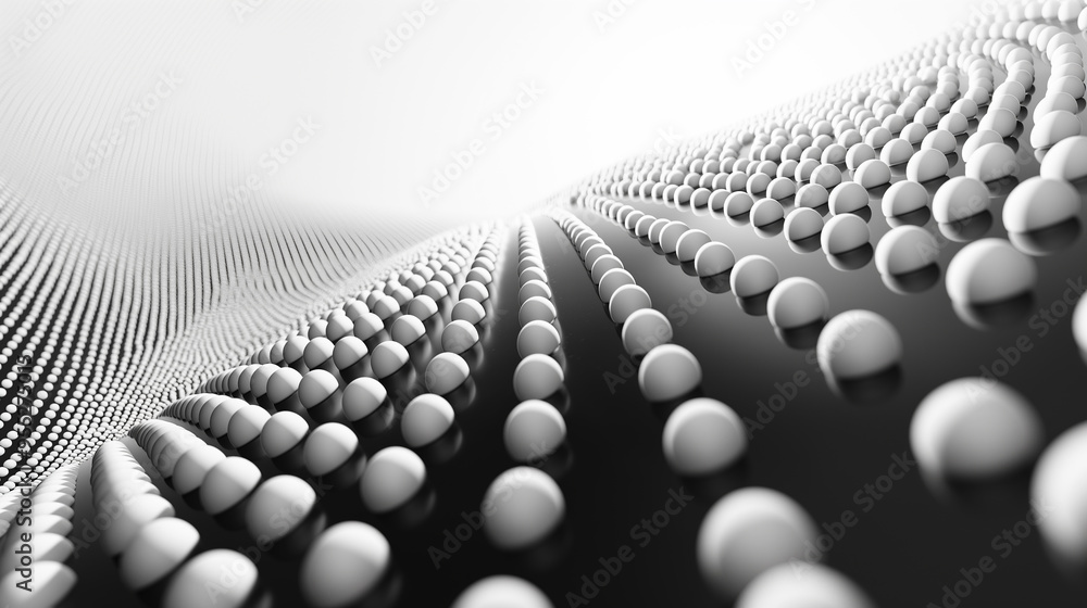 Obraz premium A black and white image of a spiral with many small white dots