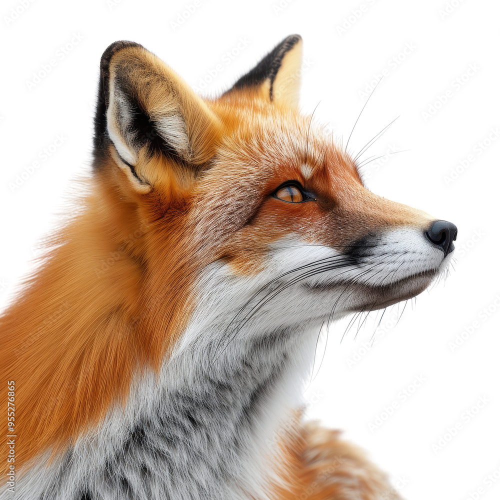Profile of a red fox looking alert Profile of a red fox looking alert